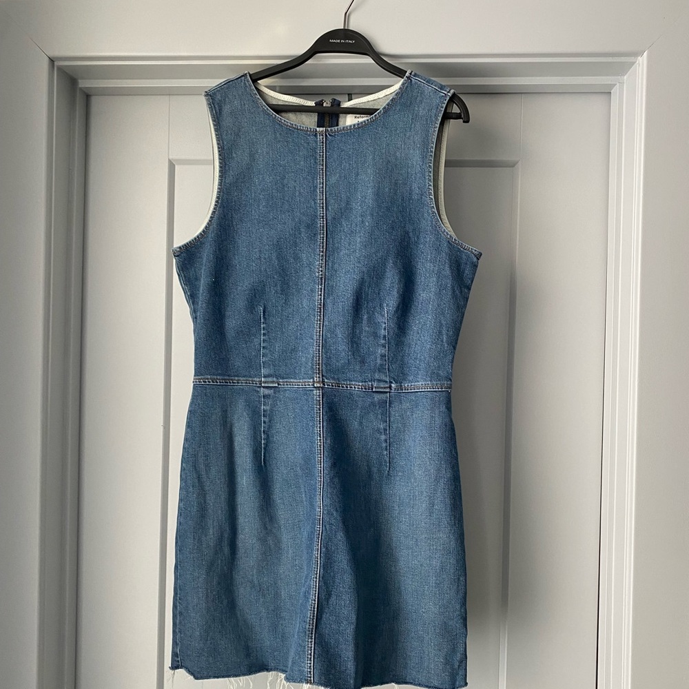 Reformation Zinnia Denim Mini Dress Sz 12 Never Worn